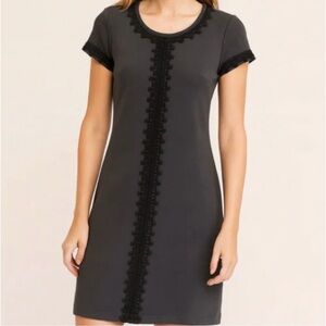 Boden Short Sleeve Dress with Lace Trim